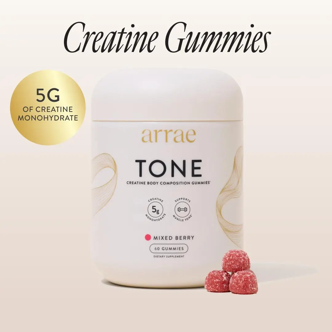Arrae Mixed Berry Tone | Women’s Creatine Monohydrate Gummies | Gut-Friendly Formula | Mixed Berry Flavor | 15-Day Supply Healthcare Dietary Supplement Edible