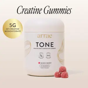 Arrae Mixed Berry Tone | Women’s Creatine Monohydrate Gummies | Gut-Friendly Formula | Mixed Berry Flavor | 15-Day Supply Healthcare Dietary Supplement Edible
