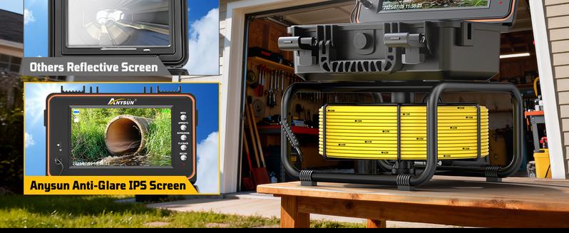 Self-Leveling Sewer Camera with Meter Marking, 9'' IPS Screen, HD 1080P Resolution, 5100mAh Battery, 100ft 5mm Cable Sewer Drain Video Inspection Camera with DVR Recorder and 32GB SD Card