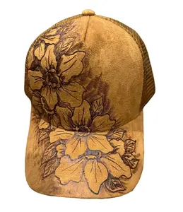 Brown Floral Trucker Hat Handcrafted Cap Casual Summer Hat