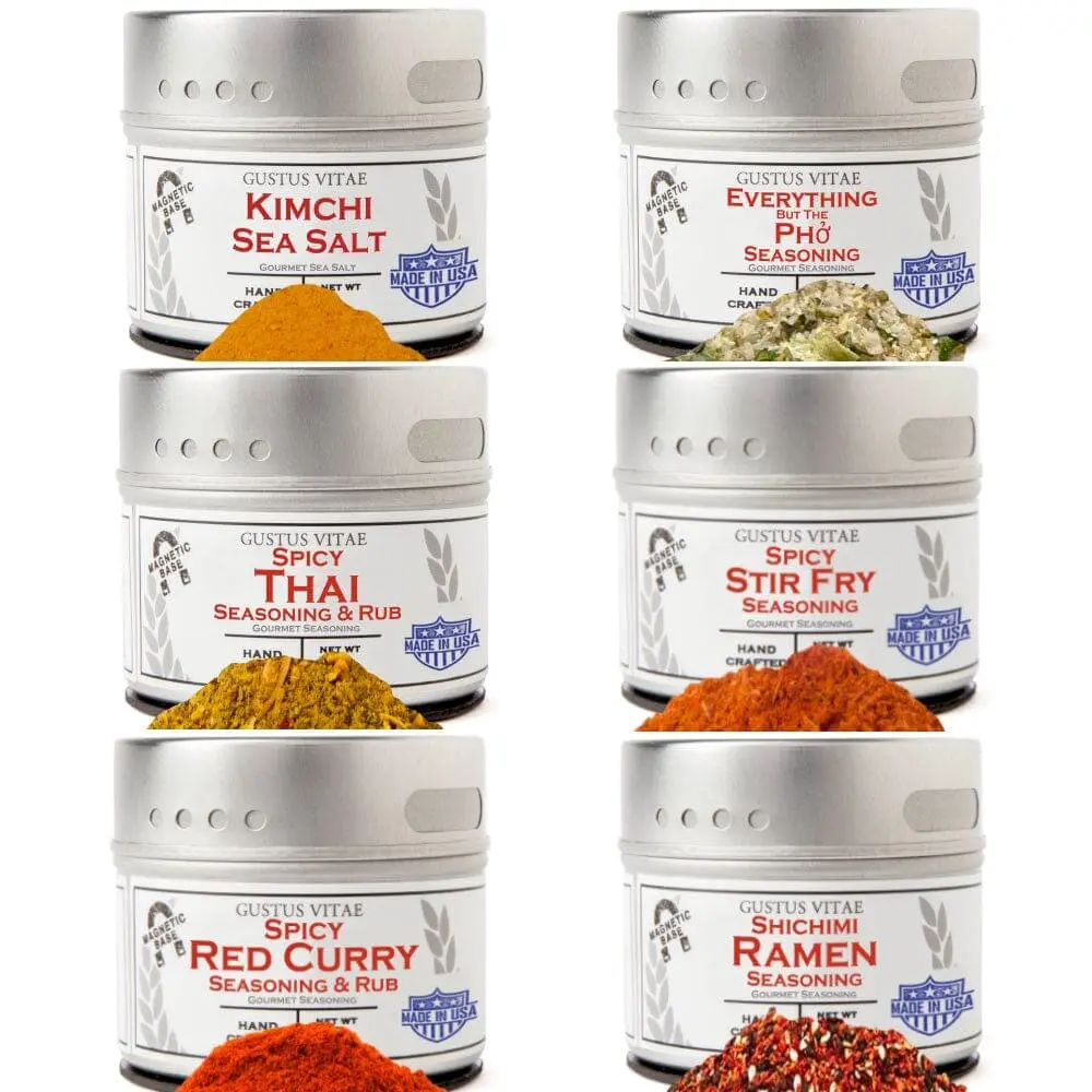 Asian Seasonings Gift Set - Tastes of Asia - Artisanal Spice Blends Gift Set of Six Small Batch Spice Blends