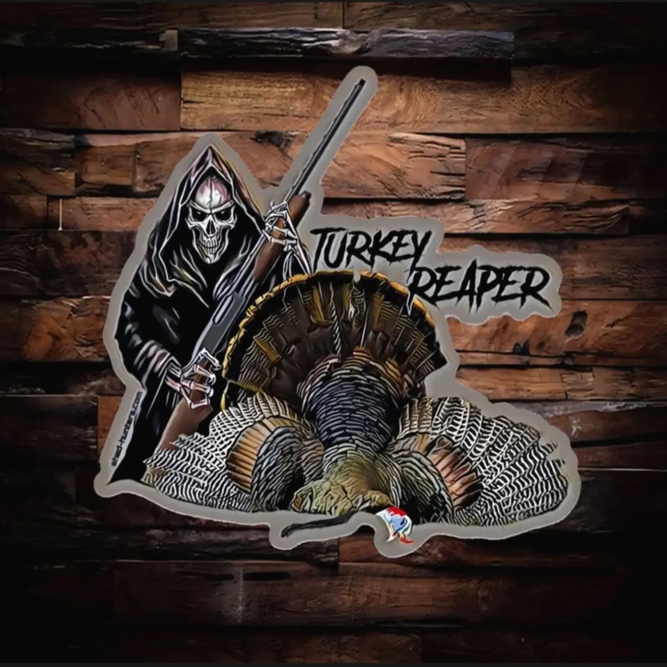 Turkey Reaper Wild Turkey hunting sticker, Laptop Water Bottle Decal Sticker