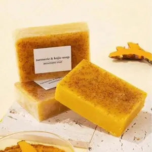 3 Pieces Of Turmeric Soap Bath Washing Essential Oil Handmade Soap Rich In Turmeric Essence Body Face Moisturizing Cleansing