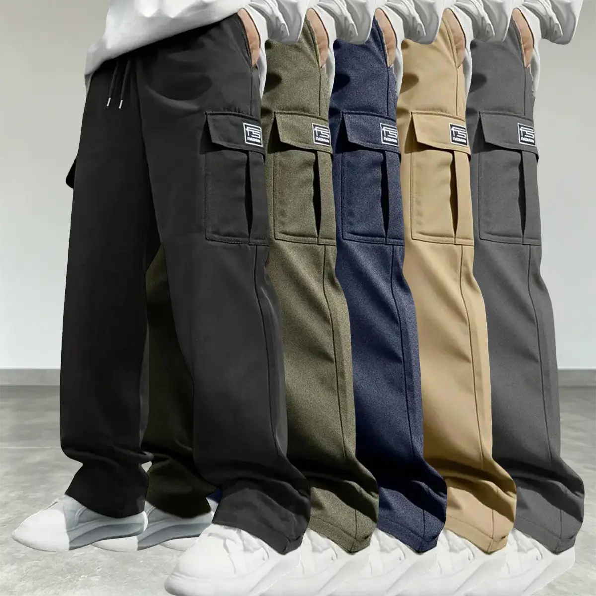 Men's Fashion Cargo Pants - Casual Loose Fit, Multi-Pocket Design, Random Option for Spring & Autumn Outdoor Activities