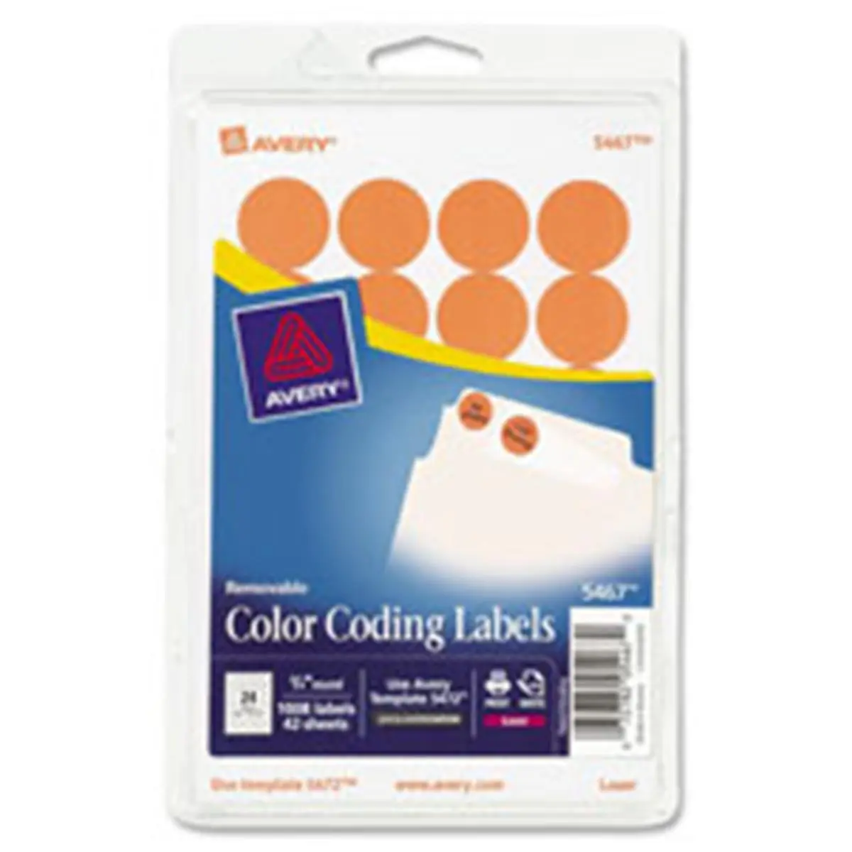 Avery AVE05476 Removable Neon Orange Color Coding Labels - 1.25 in. Round Shape, 400-PK, 1 4x6 in. Sheet, Laser Printer Compatible, Customizable for Document Control with Free Templates, Bright Colors for Highlighting