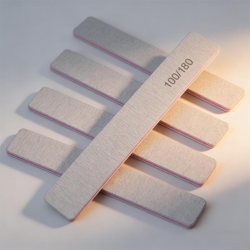 5count Precision Gray Emery Boards 100/180 Grit, Professional Salon Grade for Acrylic & Gel Nails, Ergonomic Firmness & Dual Grip for Precise Filing, Durable Reusable Manicure Tools  Salon Grade Nail Files for Acrylics / Ergonomic Dual Grip