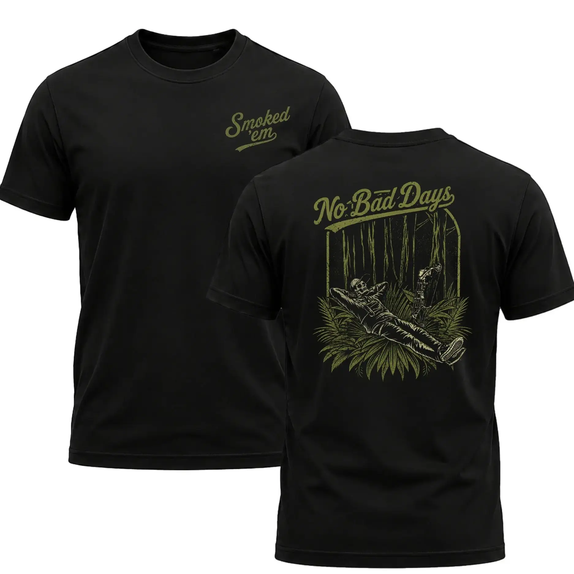Mathews "No Bad Days" Men's Shirt, Hunting T-shirt, Crew Bowhunting Shirt, Deer Skull Archery Tee, Archery Tactical Gear, Unisex Short Sleeve Casual 100%, Outdoor Gift For Men, Made In USA.