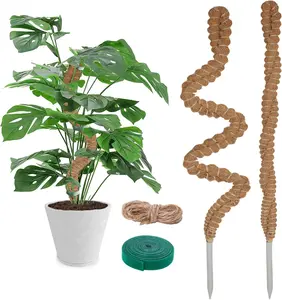 2 Pack Moss Poles, Moss Pole for Plants Monstera - 25 Inch Plant Stakes for Indoor, Moss Poles for Climbing Plants, Handmade Coco Coir Pole Plant
