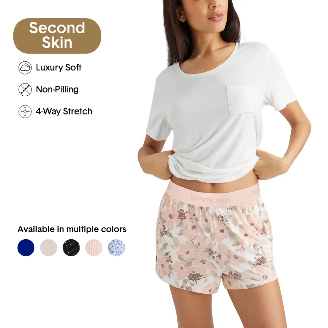 Tommy John Women’s Second Skin Sleep Tee & Short Set | Ultra-Soft Modal Pajama Set | Lightweight Breathable Loungewear, Stretch Fit Everyday Silky