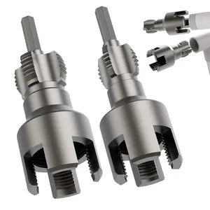 Integrated Internal & External Pipe Threading Tool, 2PCS, PVC Pipe Threader, 1/2" 3/4" Reusable Plastic PPR Pipe Threader Tool, Electric Drill Compatible PVC Water Pipe Internal External Thread Opener