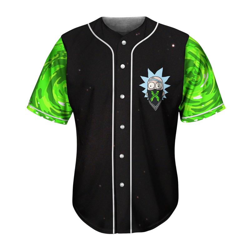 Excision DJ x Rick and Morty Baseball Jersey, Wubba Lubba Anime Electronics Concert Thin Button Down Shirt, EDM Festivals Music Tour Baseball, Gift For Fan