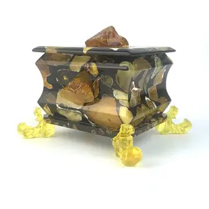 USA Handmade Box of jewelry Natural Baltic Amber KIZIMA