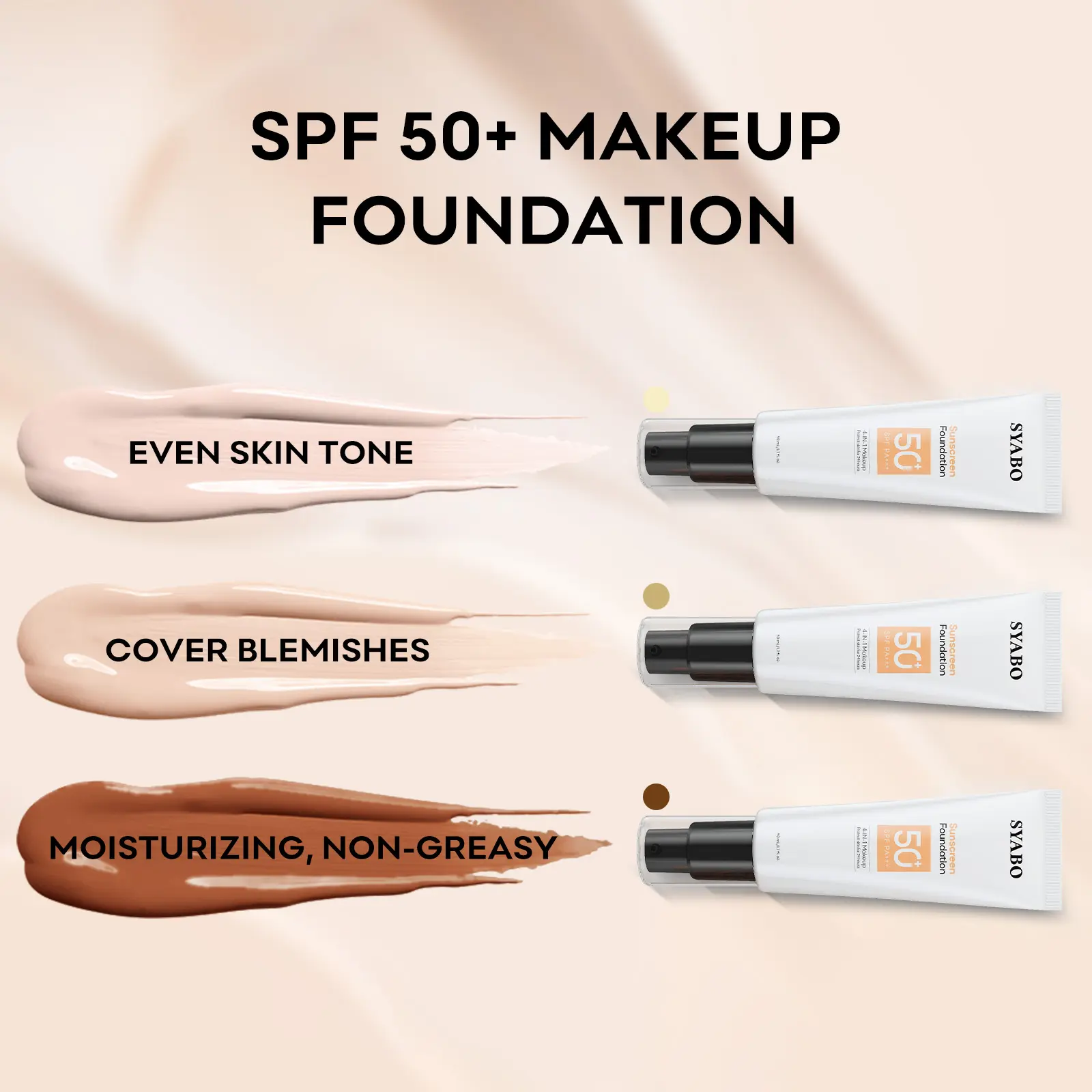 SYABO Makeup Foundation, 4-In-1 Foundation - Broad Spectrum SPF 50 ...