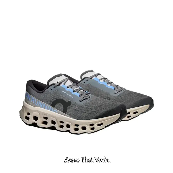 Grey & Light Blue Mesh Running Sneakers, Breathable Knit Upper, Shock-Absorbing Hollow Outsole, Lightweight Design for Daily Jogging & Street Style
