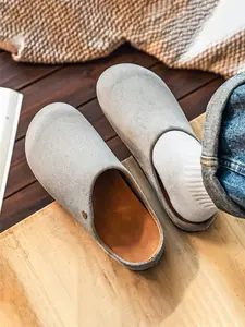 Men's Shock-Absorbing Half-Enclosed Sandals, Casual Shoes Clogs, Lightweight PU Leather, Round Toe, Lace-Up Design, Casual All Season Footwear