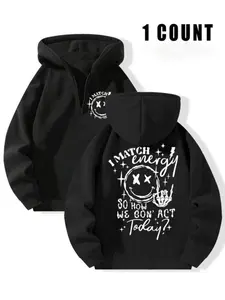 Women's Letter Print Thickened Hoodie, Cute Gift Cartoon Print Sweatshirt, Fashion Casual Hooded Sweatshirt for Daily Holiday Outdoor Wear, Graphic Hoodies, Women Clothing for Fall & Winter