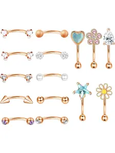 15Pcs 16G Rook Daith Piercing Jewelry Eyebrow Rings for Women Fashion Body Jewelry Stainless Steel Belly Lip Ring Cartilage Tragus Earrings CZ Body Piercing Curved Barbell Eyebrow Piercing Jewelry 6-8mm