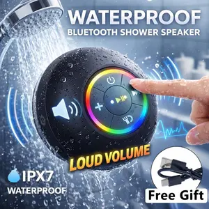 IPX4 Waterproof Bluetooth Speaker with Dynamic LED Lights, Portable Wireless Mini Speaker for Bathroom, Kitchen & Outdoor Activities