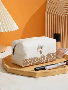 Giraffe Pattern Makeup Bag, Large Capacity Cosmetic Storage Bag, Zipper Makeup Organizer Pouch, Versatile Storage Bag for Travel & Daily Use, Makeup Tool Organizer