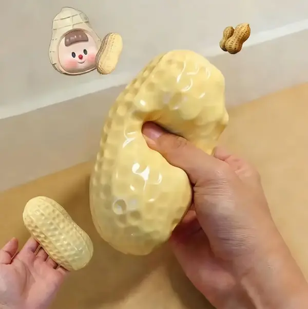 Novelty Realistic Peanut Squish Squeeze Toy, Slow Flow Buttery Fidget Toy, Stress Relief Sensory Toy, Funny Prank Desk Decor Gift for Boys Girls Adults