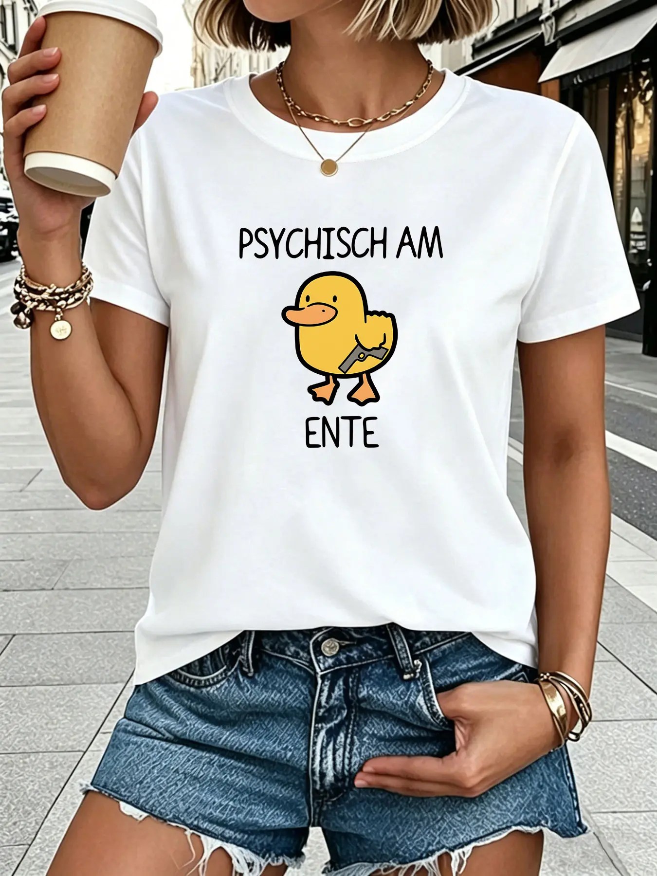 German Psychisch Am Ente Letter Print Women'S T-Sh unisex soft cotton short sleeve t shirt, vintage graphic casual tee for men women teens, perfect birthday holiday gift for camping travel gym daily street casual wear