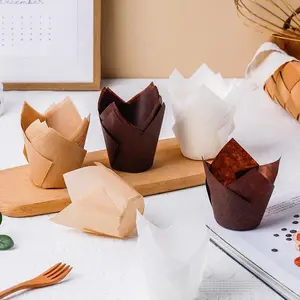 50pcs Tulip Muffin Cupcake Paper Cups Oilproof Cupcake Liner Baking Muffin Box Cup Cake Decorating Tool Wrap Cases