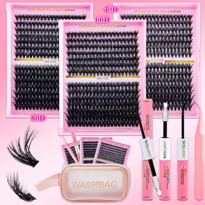 RITALASH 840PCS D Curl  40D+60D+80D Individual Lash Kit Mix Length Soft And Comfortable False Eyelashes Kit With Lash Bond&Seal Tweezers At Home For Daily Life&Dates And Party