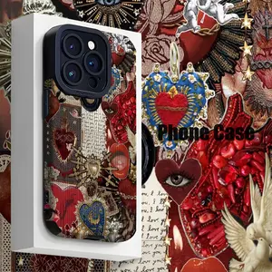 Vintage Heart Pattern Phone Case for iPhone Models, Shockproof Durable Accessory, Essential for Apple Users, Stylish Device Protection