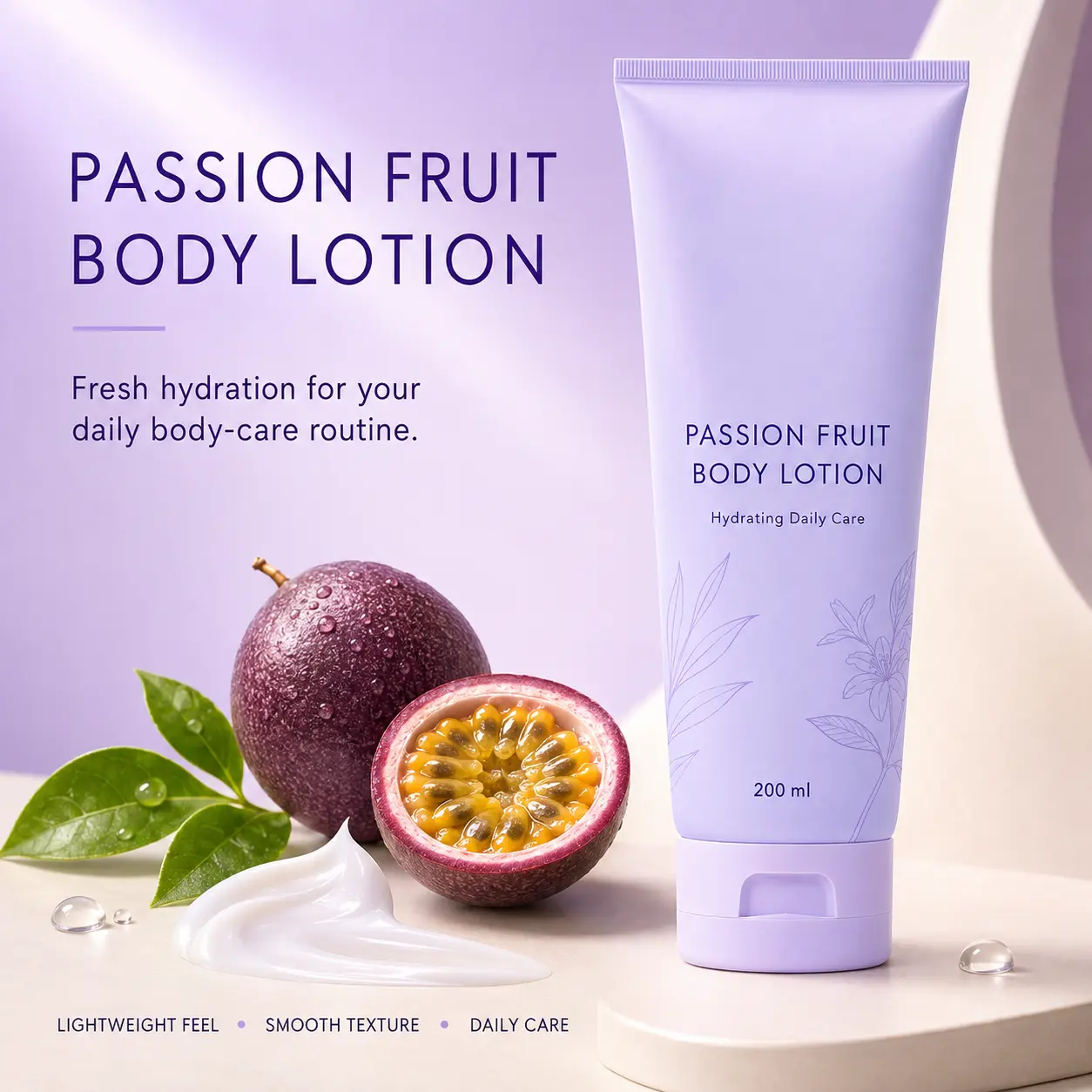 Passion Fruit Body Lotion – Lightweight Daily Moisturizer for Soft, Smooth Skin, Fresh Scent Body Care, 200 ml