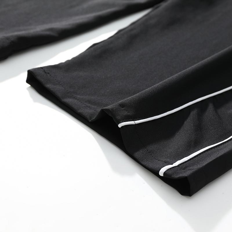 Spring and Autumn Men’s Black Side-Striped Loose Drawstring Sweatpants, Suitable for Daily Casual Wear