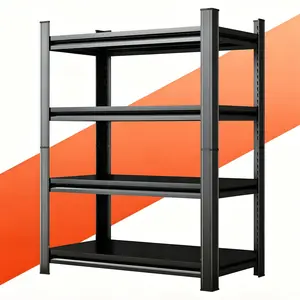 4-Tier Adjustable Cold-Rolled Steel Storage Rack, Screw-Free Installation Organiser with Slide Design & Rubber ft, Suitable for Kitchen, Garage, Utility Use