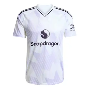 White Purple MUN Away Jersey 2025/26, 2025/26 White Color MUN Away Short Sleeve Soccer Jersey Top