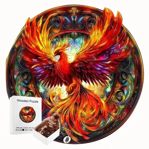 Colorful Phoenix Wooden Puzzle, Artistic Painting, Complex Patterns, High Difficulty Irregular, Toy for Kids Aged 3+, Ideal Gift for Christmas and Halloween