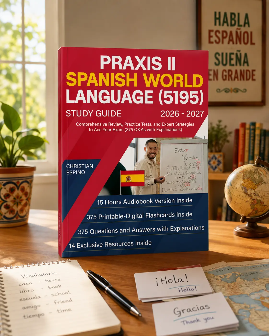 Praxis II Spanish World Language (5195) Study Guide 2026–2027 – Exam Prep Book with 375 Practice Questions, Detailed Answers, Flashcards and Test Strategies
