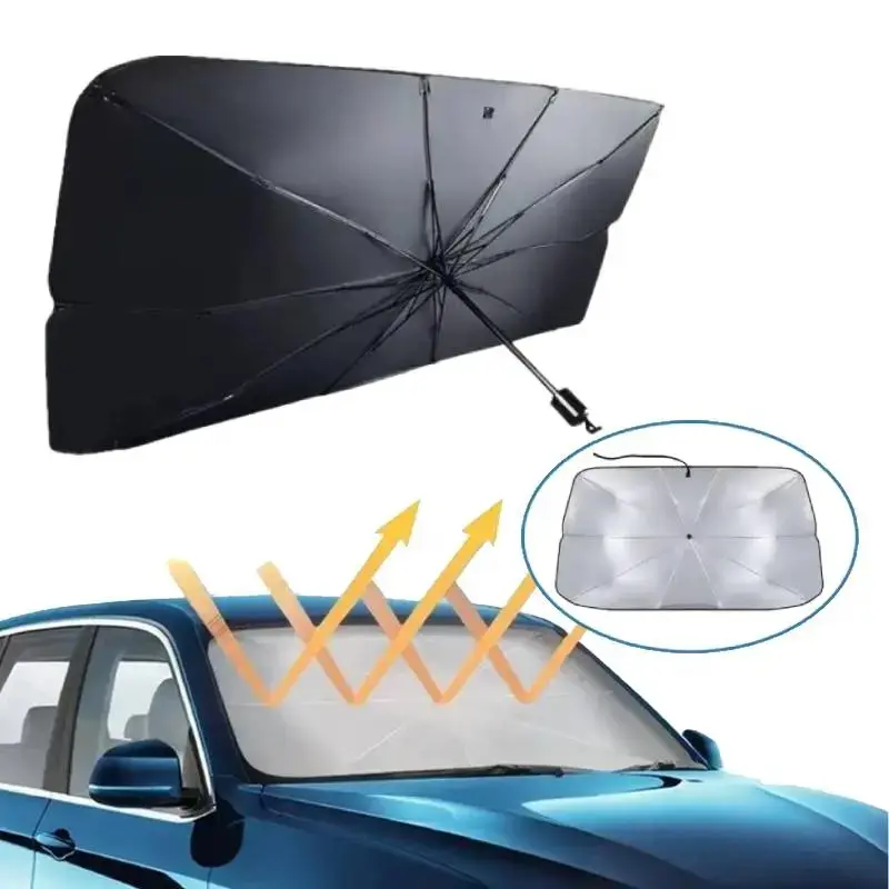 Collapsible Car Windshield Sun Shade – Portable Foldable Front Sun Visor, Heat Insulation & UV Protection Auto Windshield Cover for Summer