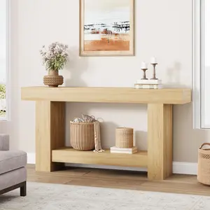 Fathersdaygift Summervibes Flash sale home items Farmhouse Console Table - 2-Tier Long Entryway Table with Open Storage - Rustic Accent Furniture for Living Room, Hallway, Entrance, or Foyer - Ideal Behind Sofa or Front Door