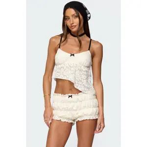 Edikted Women's Este Asymmetric Textured Lace Top