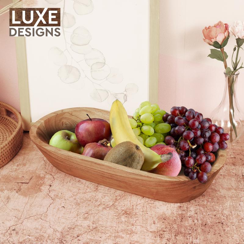 Handmade Acacia Wood Dough Bowl – Decorative & Functional for Home, Kitchen, or Bath. Perfect for Keys, Cosmetics & Boho Decor