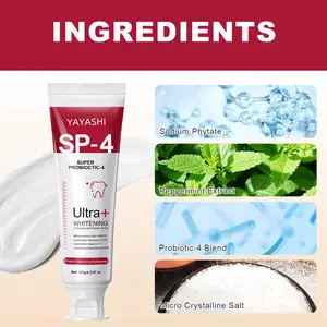 YAYASHI SP4 Probiotics Teeth Whitening,Helps Remove Surface Stains,Whitens Teeth,Deep Cleaning Care,Strengthens Tooth Enamel,Protects Against Cavities healthy toothpaste pasta dental oral health natural oral