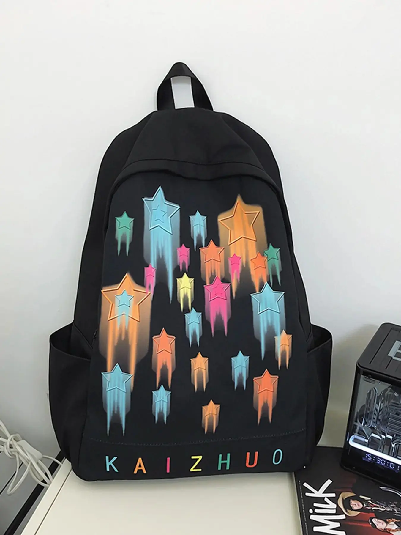 Star pattern trendy design, versatile and personalized simple women's backpack leisure bag, School Backpacks, lightweight and simple, suitable for commuting, shopping, work, school and other occasions.