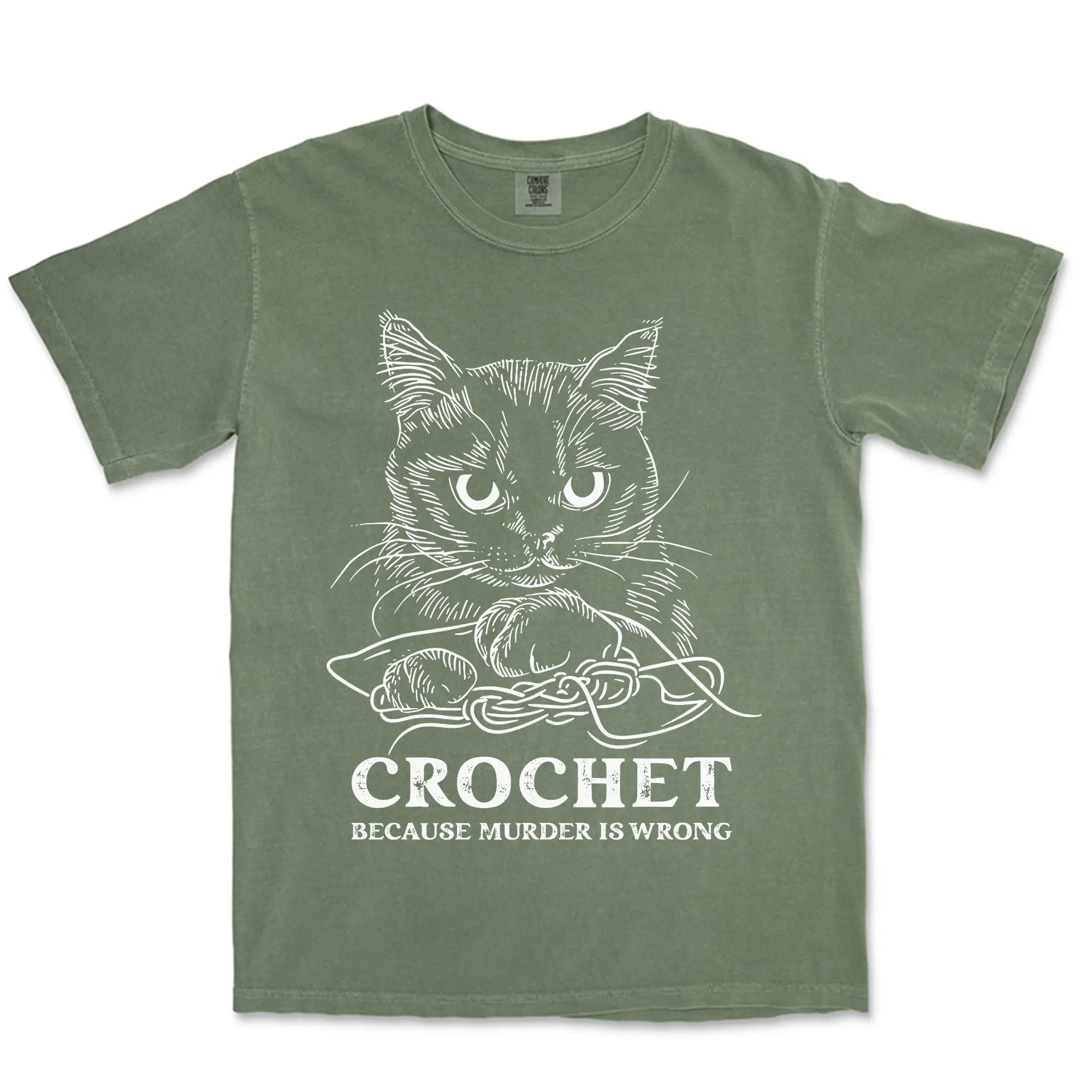 Comfort Colors Crocheting Shirt, Crochet Because Murder Is Wrong Shirt, Crochet Cat Shirt, Crochet Lover Shirt, Comfort Colors Shirt