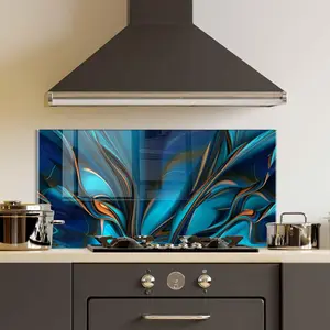 GCKG Bright background with a volumetric pattern Tempered Glass Kitchen Backsplash, Stove Back Cover, Stove Splashback, Cutting Board, Kitchen Wall Decor