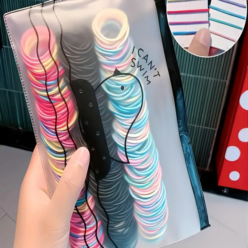 Random Color Bulk Hair Ties (300pcs), Cute Colorful High Stretch Ponytail Holder for Daily Use, Small Hair Tie Girls Hair Styling Accessories for Women & Girls, Ponytail Hairstyle