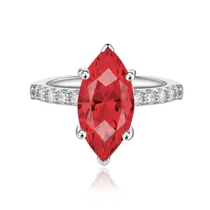 5.5ct Emerald Cut 925 Sterling Silver Engagement Ring For Women Wedding Band Anniversary Gift For Her Sparkling Marquise Solitaire Ring