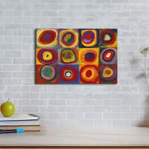 Art Squares with Concentric Circles Canvas Wall Art Print of Wassily Kandinsky's Famous Paintings Abstract Wall Art for Wall Decor Living Room Bedroom Home Decorations Gifts Poster Hanging Ornaments Artistic Photo