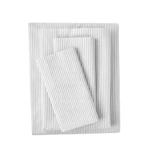 3-Piece 300 Thread Count Gray Stripe Cotton Blend Bed Sheet Set, Twin XL