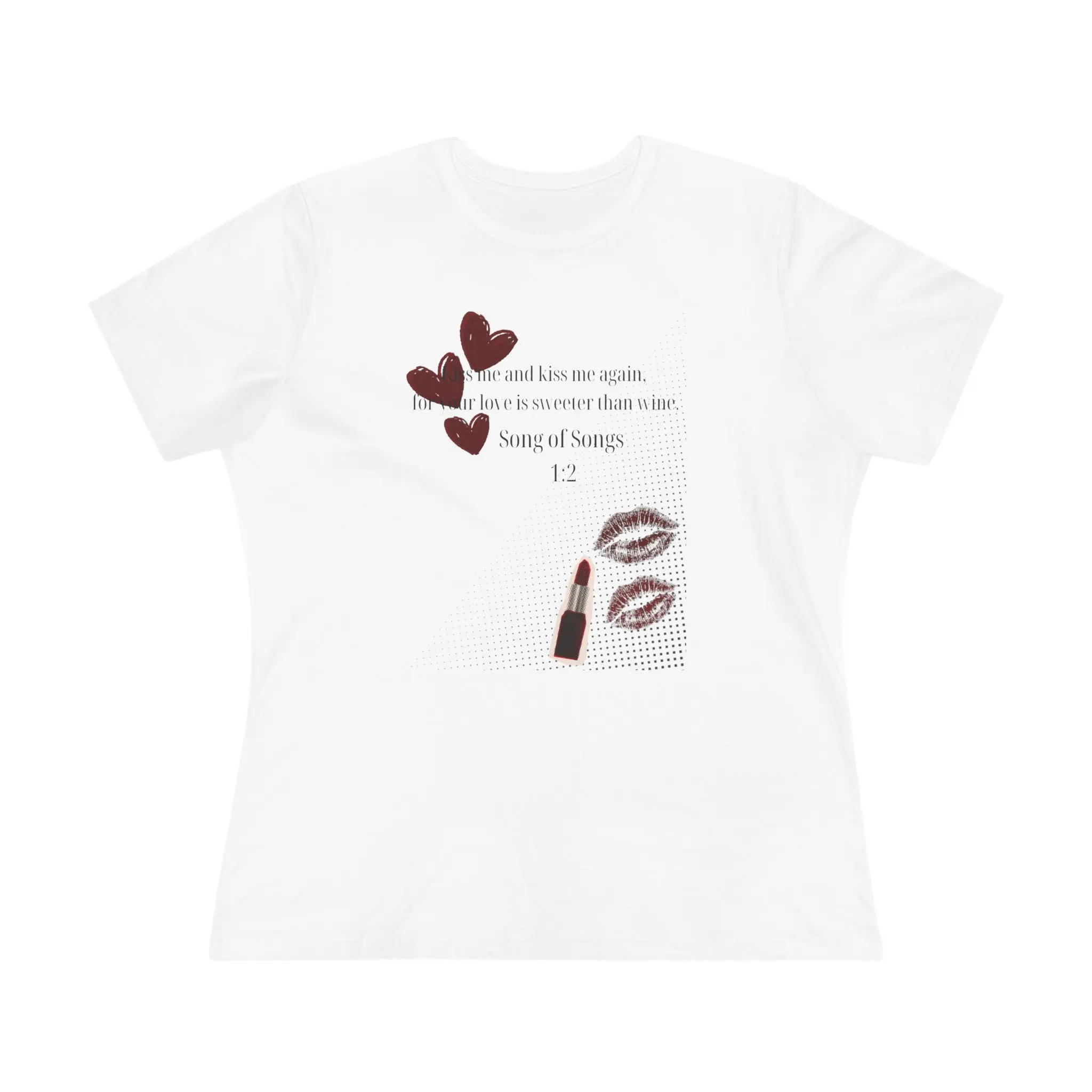 Lipstick & Hearts Women’s Tee — Romantic Kitsch Graphic Shirt
