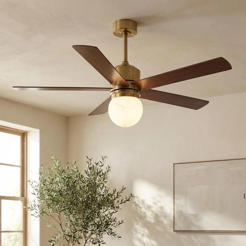 Alva 52 Inch LED Ceiling Fan with Double-Sided Blades, Downrod Mount, Reversible Quiet Motor & Remote Control