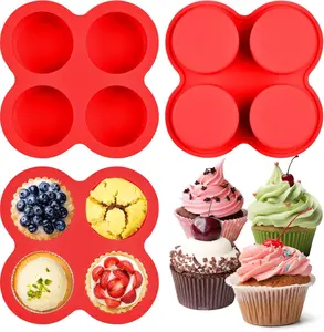 2 Pack Air Fryer Egg Bite Molds, 4-Cup Mini Round Muffin Pans Silicone Baking Molds For Oven, Air Fryer and Pot Production Egg Bites, Cupcake, Muffin, Tart, Frittata, Quiche (2 Pack 5.3 x 5.3 inch)