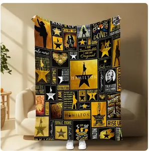 Hamilton Musical Fan Soft Fluffy Flannel Blanket - Classic Quotes & Silhouettes Slogan Print, Ideal for Room Decor, Living Room Decor, Customized Gifts